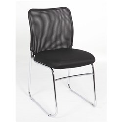 Studio Mesh Back Visitor Chair with Chrome Sled Base Black Fabric Seat Mesh Back