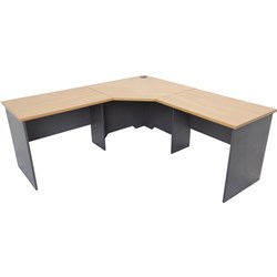 OM Classic 3 Piece Corner Desk 1500W x 1500W x 600mmD Beech and Charcoal