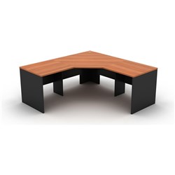 OM Classic 3 Piece Corner Desk 1500W x 1500W x 600mmD Cherry and Charcoal