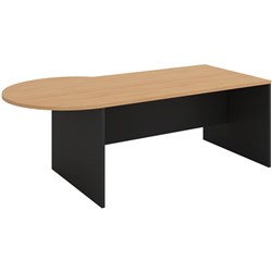 OM Classic P Shape Desk 2100W x 900/1050mmD Beech and Charcoal