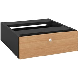 OM Classic Fixed Pedestal 464W x 400D x 145mmH 1 Drawer Beech and Charcoal