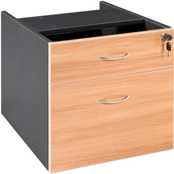 OM Classic Fixed Pedestal 464W x 400D x 450H 1 Drawer 1 File Drawer Beech and Charcoal