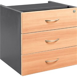 OM Classic Fixed Pedestal 464W x 400D x 450H 3 Drawer Beech and Charcoal