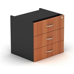 OM Classic Fixed Pedestal 464W x 400D x 450H 3 Drawer Cherry and Charcoal