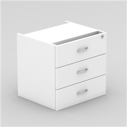 OM Classic Fixed Pedestal 464W x 400D x 450H 3 Drawer All White
