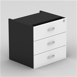 OM Classic Fixed Pedestal 464W x 400D x 450H 3 Drawer White and Charcoal