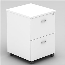 OM Classic Mobile Pedestal 2 Filing Drawers Lockable All White