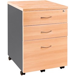 OM Classic Mobile Pedestal 1 Filing 2 Stationery Drawers Beech and Charcoal
