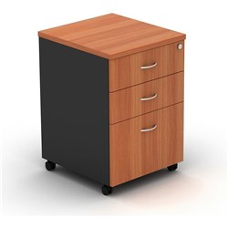 OM Classic Mobile Pedestal 1 Filing 2 Stationery Drawers Cherry and Charcoal
