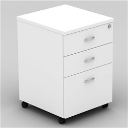 OM Classic Mobile Pedestal 1 Filing 2 Stationery Drawers All White