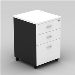 OM Classic Mobile Pedestal 1 Filing 2 Stationery Drawers White and Charcoal