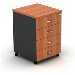 OM Classic Mobile Pedestal 4 Stationery Drawers Cherry and Charcoal