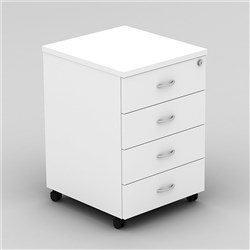 OM Classic Mobile Pedestal 4 Stationery Drawers All White