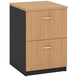 OM Classic Filing Cabinet 2 Drawer 720H x 468W x 510mmD Beech and Charcoal
