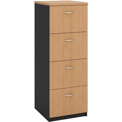 OM Classic Filing Cabinet 4 Drawer 1320H x 468W x 510mmD Beech and Charcoal