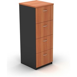 OM Classic Filing Cabinet 4 Drawer 1320H x 468W x 510mmD Cherry and Charcoal