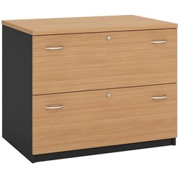 OM Classic Lateral Filing Cabinet 720H x 900W x 600mmD 2 Drawer Beech and Charcoal