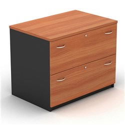 OM Classic Lateral Filing Cabinet 720H x 900W x 600mmD 2 Drawer Cherry and Charcoal
