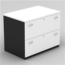 OM Classic Lateral Filing Cabinet 720H x 900W x 600mmD 2 Drawer White and Charcoal