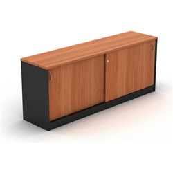 OM Classic Credenza Lockable 1200W x 450D x 720mmH Sliding Doors Cherry and Charcoal