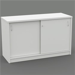 OM Classic Credenza Lockable 1200W x 450D x 720mmH Sliding Doors All White