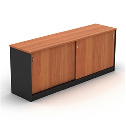 OM Classic Credenza Lockable 1800W x 450D x 720mmH Sliding Doors Cherry and Charcoal