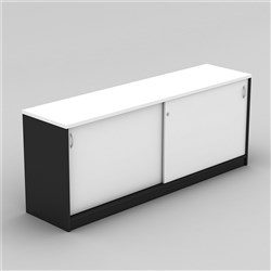OM Classic Credenza Lockable 1800W x 450D x 720mmH Sliding Doors White and Charcoal