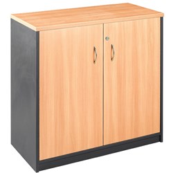 OM Classic Full Door Cupboard 720H x 900W x 450mmD 1 Shelf Beech and Charcoal