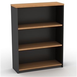 OM Classic Bookcase 1200H x 900W x 320mmD 2 Shelf Beech and Charcoal