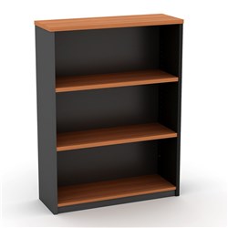 OM Classic Bookcase 1200H x 900W x 320mmD 2 Shelf Cherry and Charcoal