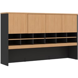 OM Classic Desk Storage Hutch 1800W x 325D x 1080mmH Beech and Charcoal
