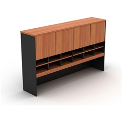 OM Classic Desk Storage Hutch 1800W x 325D x 1080mmH Cherry and Charcoal