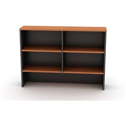 OM Classic Desk Hutch 1200W x 325D x 1080mmH 4 Shelf Cherry and Charcoal