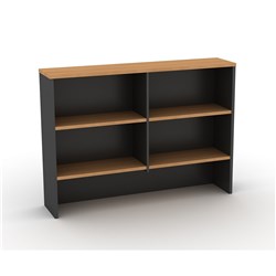 OM Classic Desk Hutch 1350W x 325D x 1080mmH 4 Shelf OM Beech / Charcoal