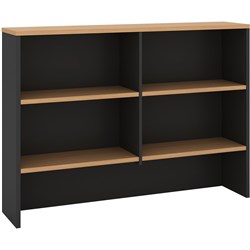 OM Classic Desk Hutch 1500W x 325D x 1080mmH 4 Shelf Beech and Charcoal