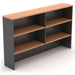 OM Classic Desk Hutch 1500W x 325D x 1080mmH 4 Shelf Cherry and Charcoal