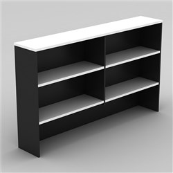 OM Classic Desk Hutch 1500W x 325D x 1080mmH 4 Shelf White and Charcoal