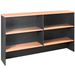 OM Classic Desk Hutch 1800W x 325D x 1080mmH 4 Shelf Beech and Charcoal