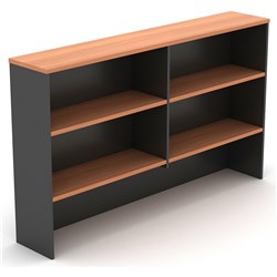 OM Classic Desk Hutch 1800W x 325D x 1080mmH 4 Shelf Cherry and Charcoal