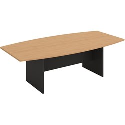 OM Classic Boardroom Table 2400W x 1200mmD Boat Shape Top Beech and Charcoal