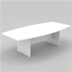 OM Classic Boardroom Table 2400W x 1200mmD Boat Shape Top All White