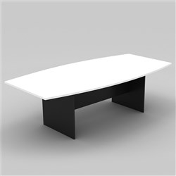 OM Classic Boardroom Table 2400W x 1200mmD Boat Shape Top White and Charcoal