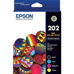 Epson 202 Ink Cartridge Value Pack of 4 Black, Cyan, Magenta, Yellow