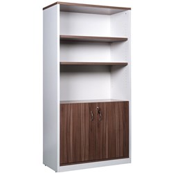 Om Premiere Half Door Storage Cabinet 1800H x 900W x 450mmD 2 Shelf Casnan and White