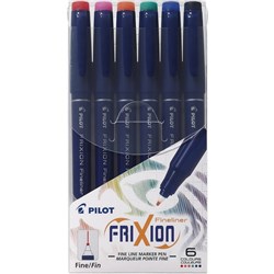 Pilot Frixion Fineliner Pen Erasable Fine 0.45mm Assorted Wallet of 6