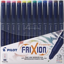 Pilot Frixion Fineliner Pen Erasable Fine 0.45mm Assorted Wallet of 12