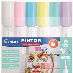 Pilot Pintor Paint Marker Medium 1.4mm Pastel Colours Wallet of 6