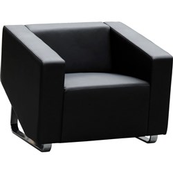 Cube Lounge Single Seater 860W x 880H x 720mmD Black leather