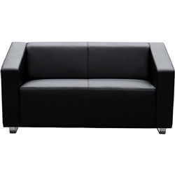 Cube Lounge Two Seater 1430W x 880H x 720mmD Black leather