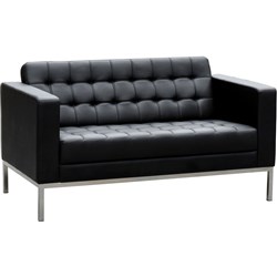 Como Lounge Two Seater 1370W x 770H x 770mmD Black leather
